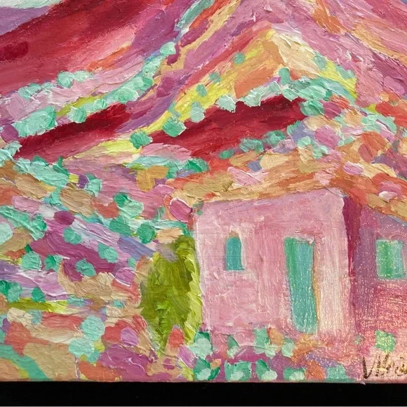 Pink Casa In Southwest”“An Original art AcrylicPainting 16”x12”x1.5” Original